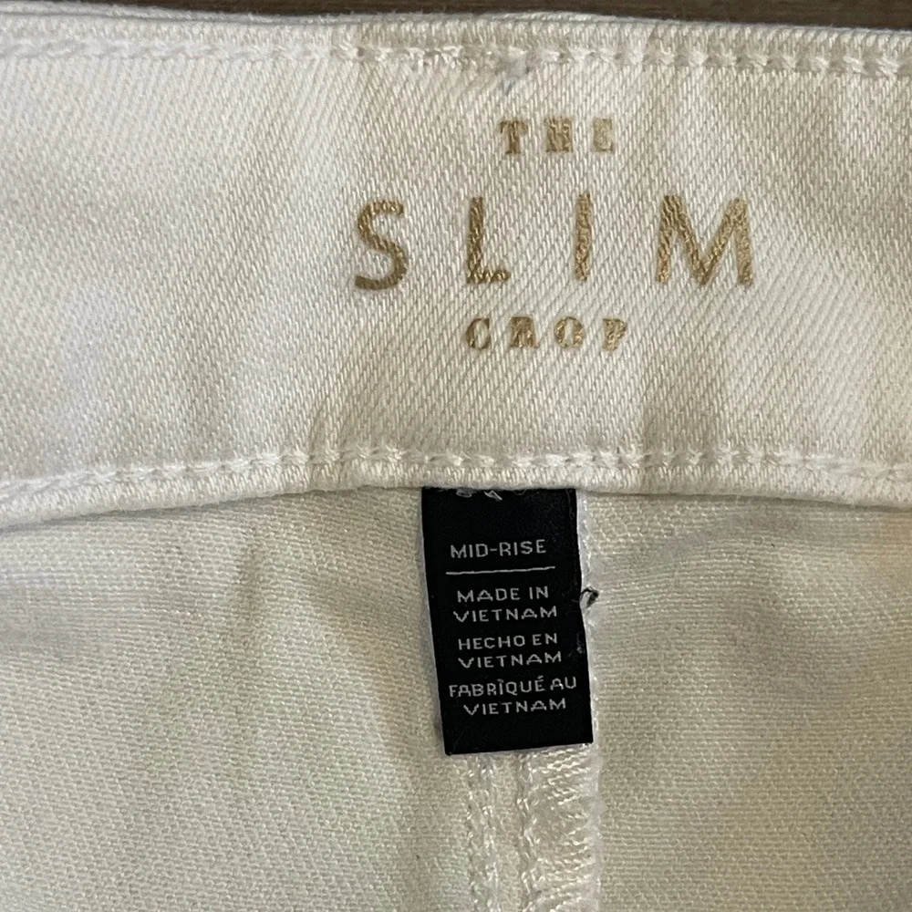 Ann Taylor The Slim Crop White Mid-Rise Denim Jeans Womens Size 4